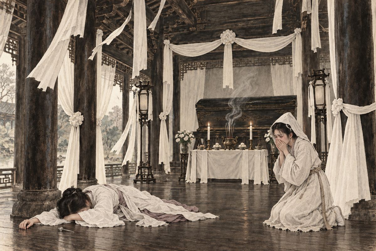 Then came strange news: Keqing's maid Ruizhu, seeing her mistress dead, had dashed her head against a pillar and died. The clan marvelled, and Jia Zhen buried her with the honours of a granddaughter. Another young maid, Baozhu, offered to act as Keqing's daughter and lead the mourning, and from then on everyone called her 'miss'.