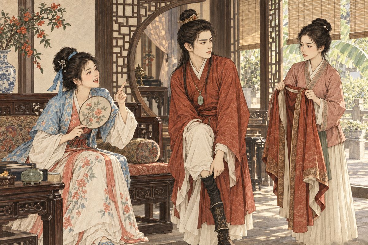 While they chatted, word came that Jia Yucun had called and wanted to see Baoyu. Xiangyun urged him to mix with such officials and learn the ways of a career. Baoyu bristled and asked whether Miss Lin had ever talked such rubbish. 'If she had, I'd have broken with her long ago.'