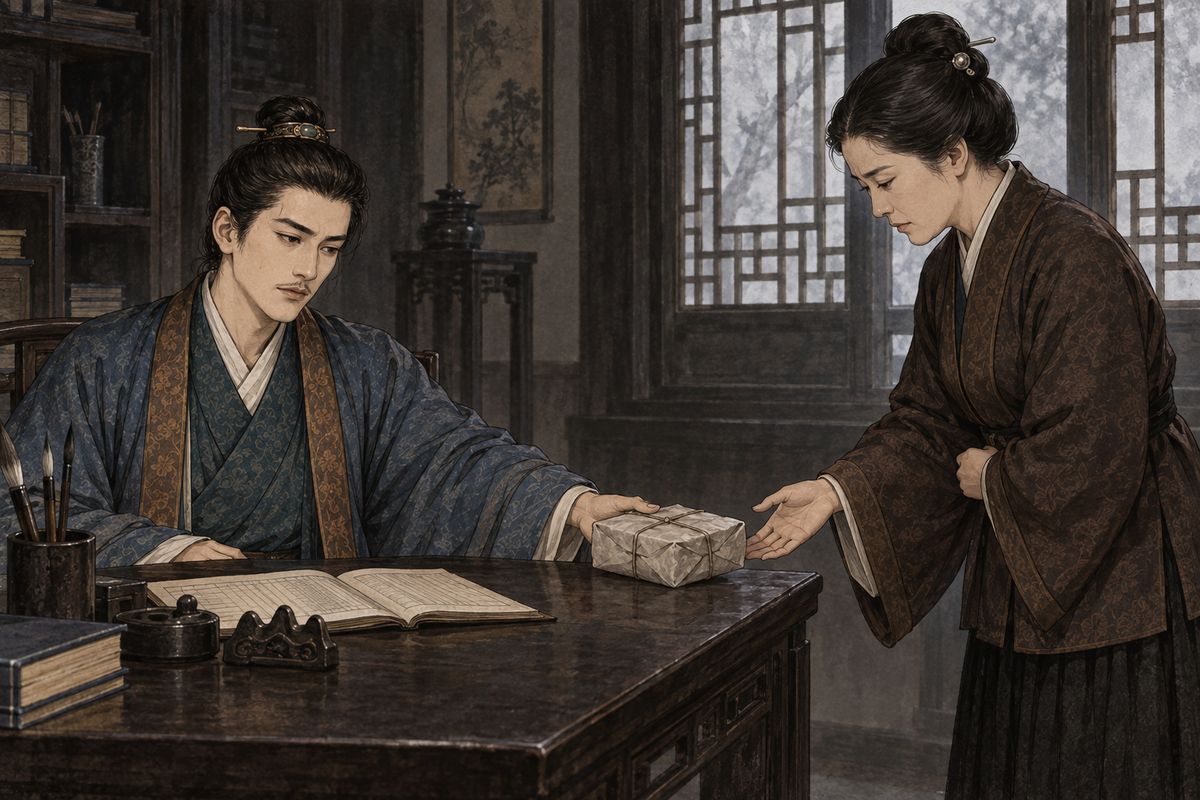 Soon word came that Bao Er's wife had hanged herself, and her family threatened to sue. Xifeng forbade any payment, but Jia Lian quietly settled it for two hundred taels, hidden in the yearly accounts. He also borrowed Wang Ziteng's runners to silence protest. Bao Er, paid off and promised a new wife, went on serving him as before.