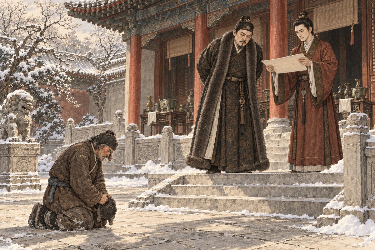 As the year ended, the Ning mansion swept its ancestral temple and polished the offering vessels. Then Wu Jinxiao, bailiff of Black Mountain Village, arrived through deep snow with his rent list: deer, boars, bear paws, sturgeon, charcoal, rice and 2,500 taels of silver. Jia Zhen read it with his hands clasped behind his back.