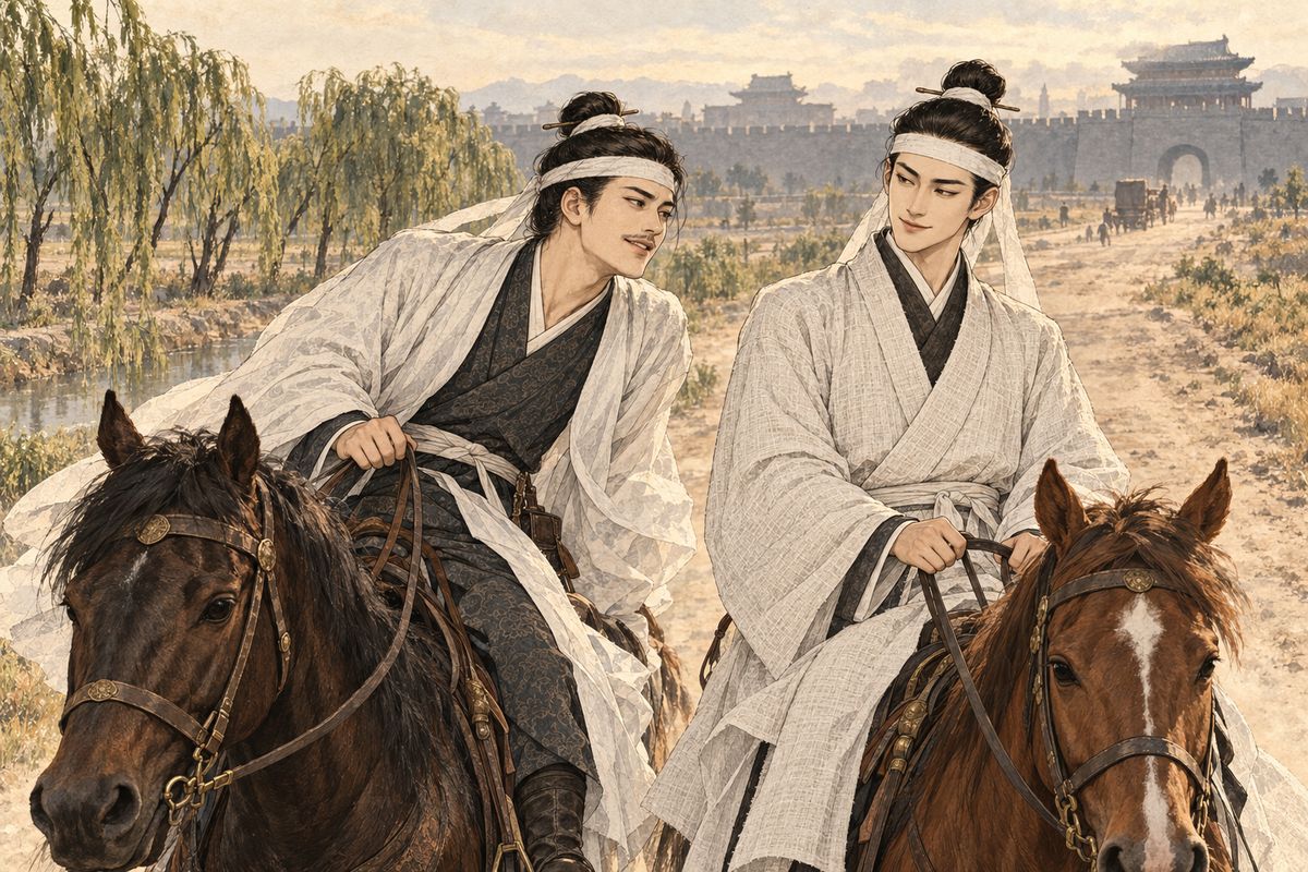 Jia Lian came home ahead of the Matriarch, who wept at the coffin and briefly fell ill. Jia Jing was then laid to rest at Iron Threshold Temple. Riding back to the city, Jia Lian praised Second Sister You, and Jia Rong offered to arrange a secret match. Rong had his own motive: with her set up outside the house, he could pursue her himself.
