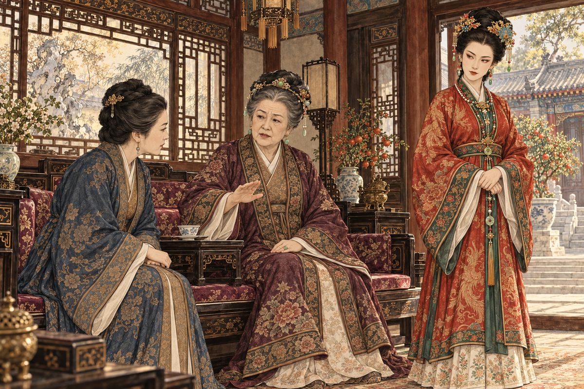 Daiyu's strange illness and stranger recovery set the household talking. Grandmother Jia had guessed why, and told Lady Wang and Xifeng privately that Daiyu was too sickly to live long and too prickly in temper. "Only Baochai will do." Baoyu must marry first, and the matter must be kept from Daiyu. Xifeng warned the maids to hold their tongues.