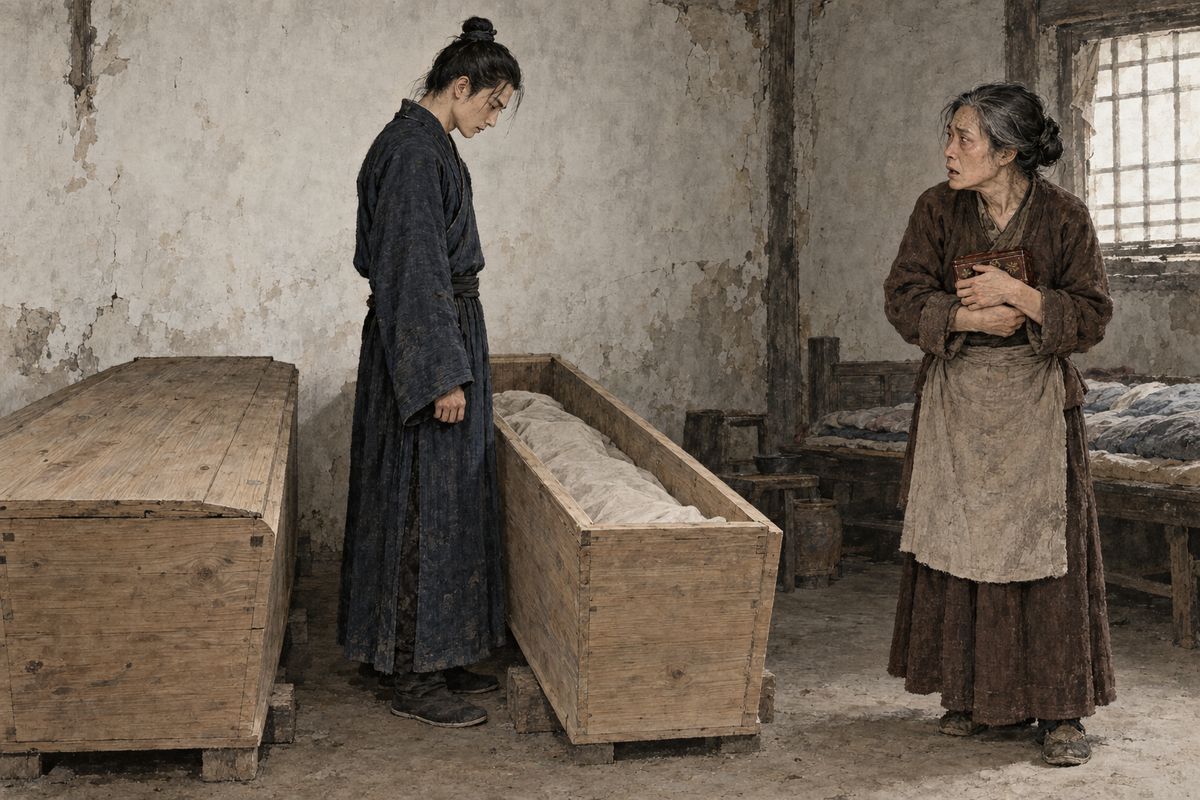 At Grandmother Jia's winter party Baoyu recited the Exemplary Women to little Qiaojie, while Xifeng heard of Siqi. Her mother would not let her marry her cousin, so Siqi dashed her head against a wall and died. He had come back with a box of gold and pearls. Then he ordered two coffins, laid her in one, and cut his own throat.