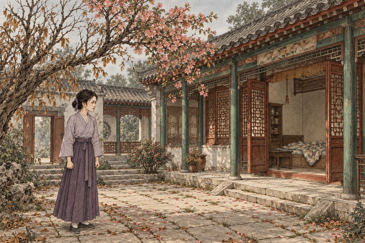 The next day Daiyu grew worse. Zijuan ran to find Grandmother Jia, but her rooms were empty, and so was Happy Red Court. A page whispered that the wedding was that night, in new rooms. Zijuan ground her teeth. "Baoyu, when she's dead, what face will you have to see me?" Then she went back, sobbing.