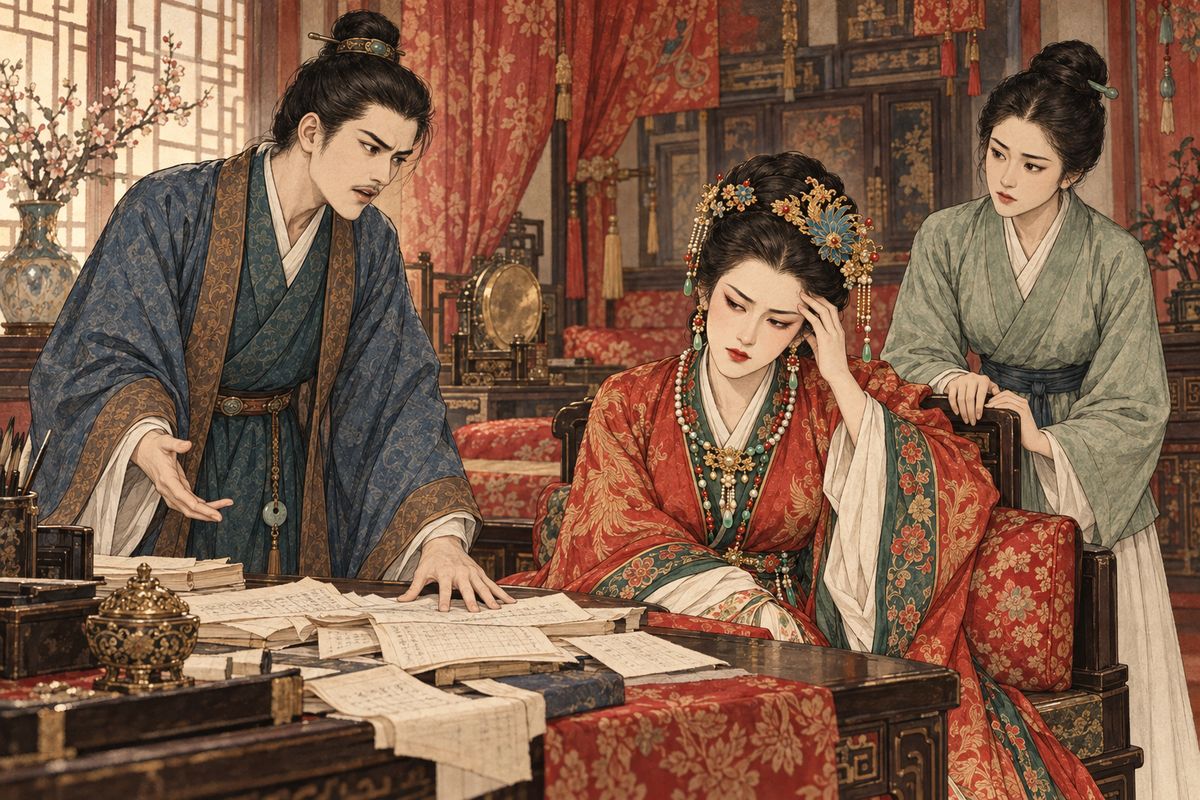 The next morning Jia Lian brought news that Wang Ren had been squeezing relatives through sham celebrations, while debts from Wang Ziteng's office also came due. Xifeng listened, suddenly aware that her strength and health were failing.