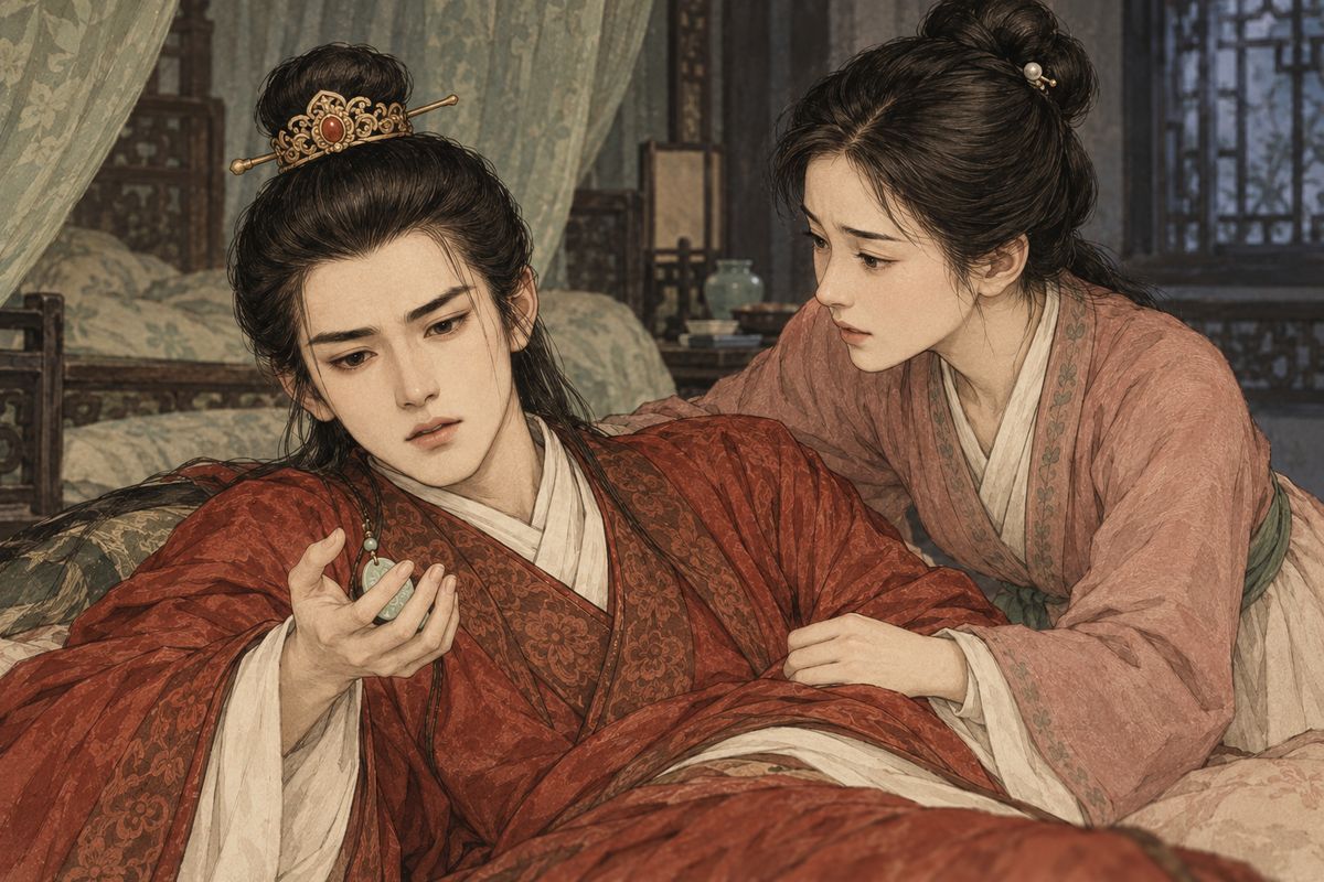 Sheyue remarked that it was fortunate the jade had never been smashed. Baoyu turned pale at the words, threw the stone aside and fell senseless again, as if the old bond between object and owner had become unbearable.