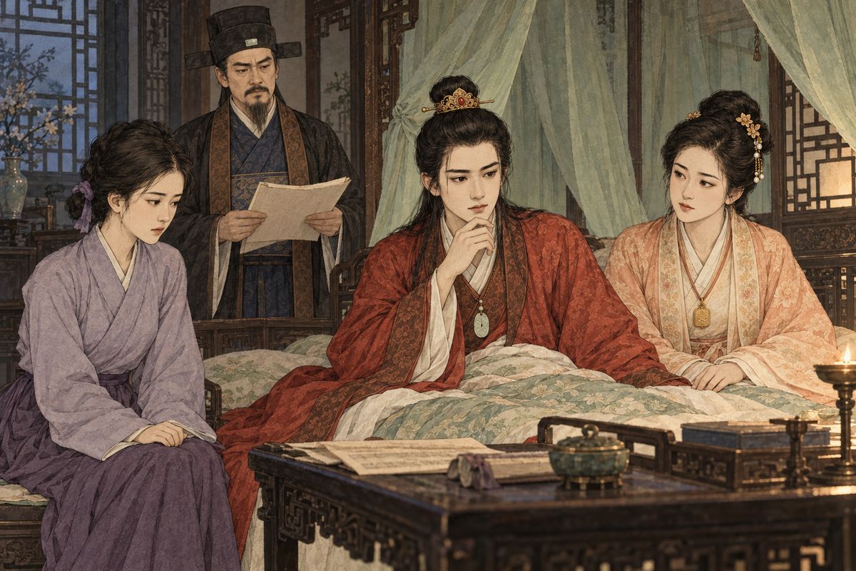 Baoyu woke cool and clear, remembering every verse in the registers. Jia Zheng prepared to take Grandmother Jia's, Daiyu's and Keqing's coffins south, while Baoyu grew distant from both romance and official ambition, unsettling Zijuan.