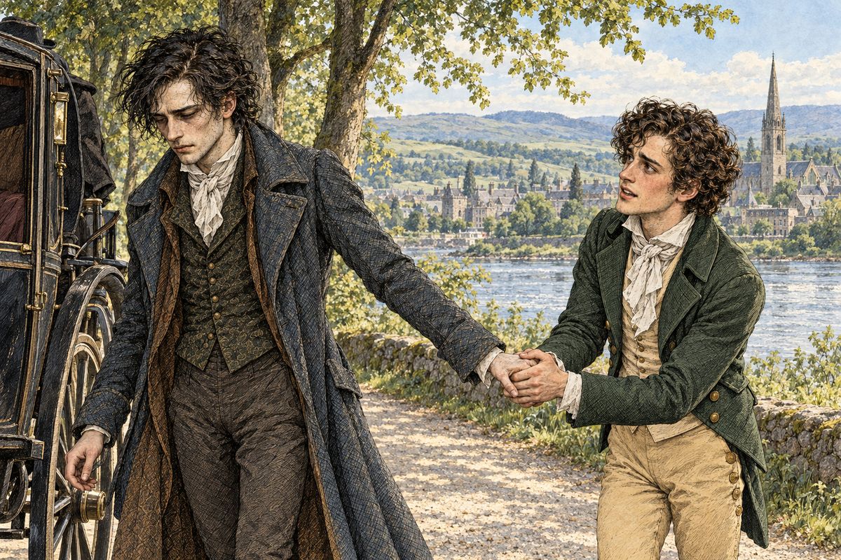 At Perth Victor could bear company no longer. He told Clerval he would tour Scotland alone for a month or two. Henry begged him to write often: 'Hasten then, my dear friend, to return.' Victor rode away to the far north, sure the creature was following him and would show himself once the work was done.