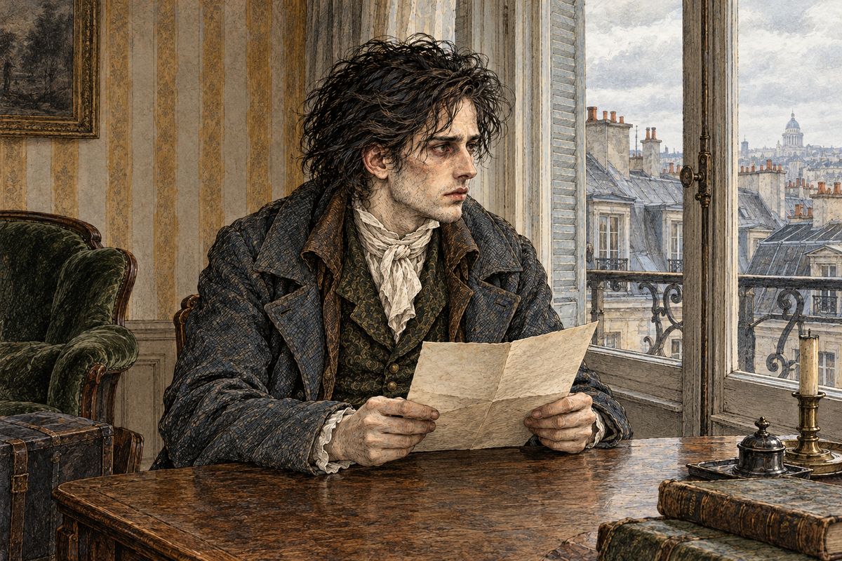 After resting a while in Paris with his father, Victor got a letter from Elizabeth. Gently, she offered to release him if he loved someone else. But it only reminded him of the creature's vow, "I will be with you on your wedding night!" Victor took it as a threat to his own life, and he decided to marry her anyway and face his fate.