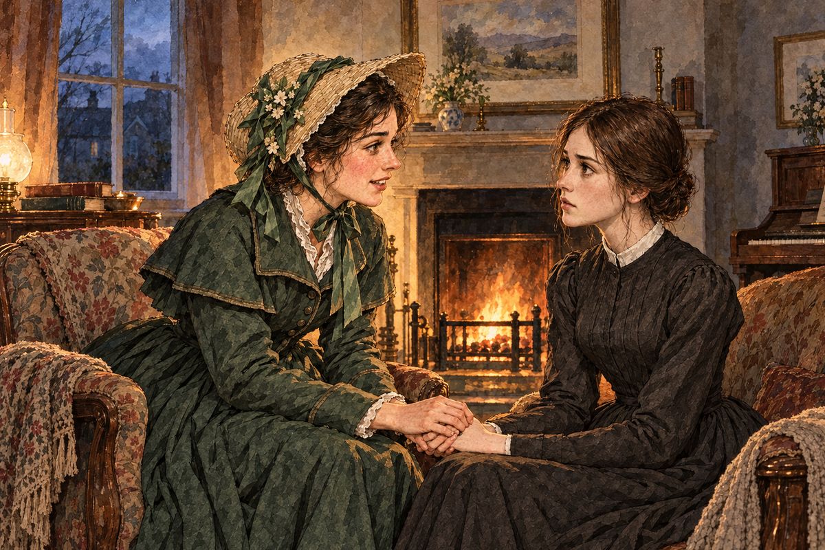After the committee gave its consent, Jane's trunk was corded for Thornfield. On her last evening Bessie arrived, married now, with news of Gateshead. Seven years earlier, she said, a Mr Eyre, probably Jane's father's brother, had called to see her. He was sailing for an island where they made wine. "Madeira?" "That is the very word."