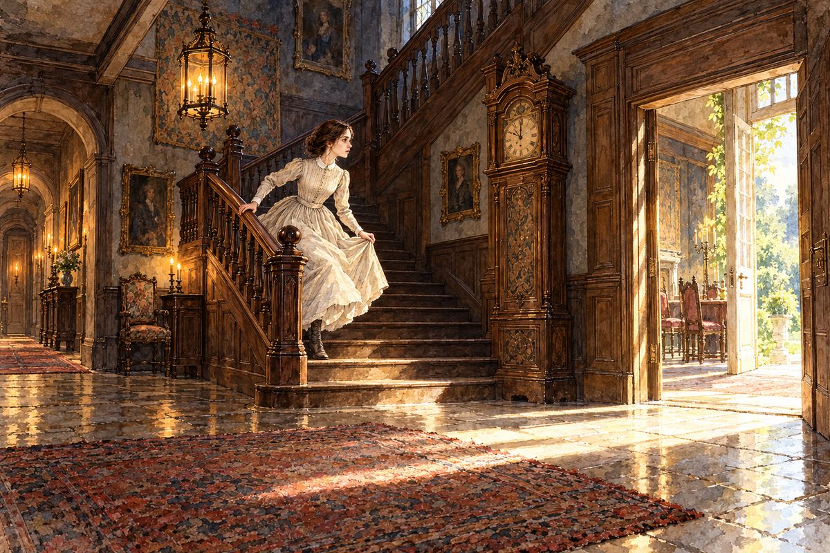 Jane woke wondering if the proposal had been a dream. A brilliant June morning had followed the storm, and her glass showed a face that no longer looked plain. She gave all her shillings to a ragged beggar-woman at the gate. Upstairs Mr Rochester greeted her with a kiss: "Soon to be Jane Rochester — in four weeks, Janet."