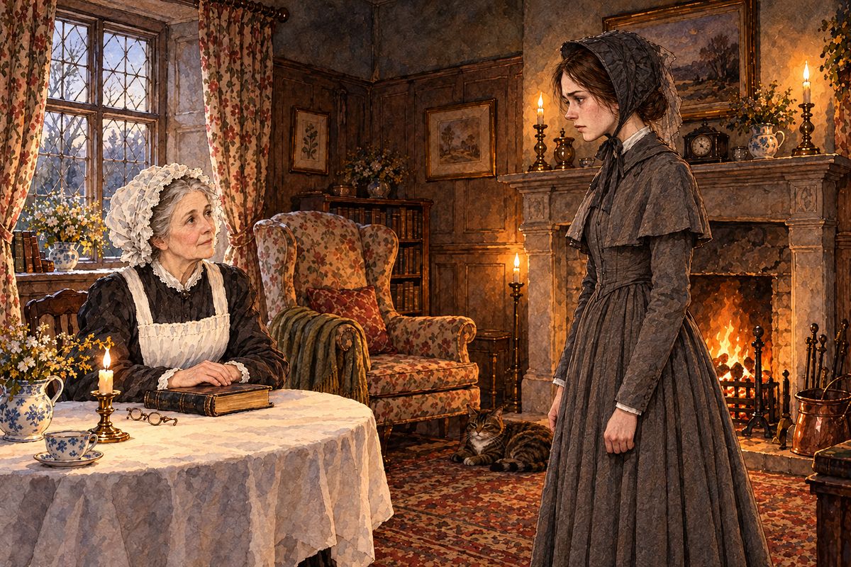 Mrs Fairfax, her Bible pushed aside, could hardly believe the news. There were twenty years between them, she said, and she feared something would prove different from what either of them expected. "Gentlemen in his station are not accustomed to marry their governesses." Jane, stung, felt tears rise to her eyes.