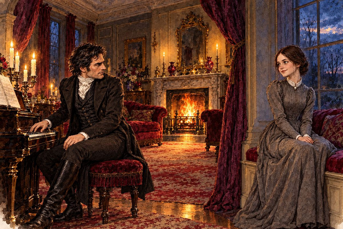 Each evening at seven he sent for her, and each evening she kept him at arm's length with teasing and sharp words. When his song ended, all fire and tenderness, she asked whom he meant to marry now. Yet it was hard: he had become her whole world. "I could not, in those days, see God for His creature: of whom I had made an idol."