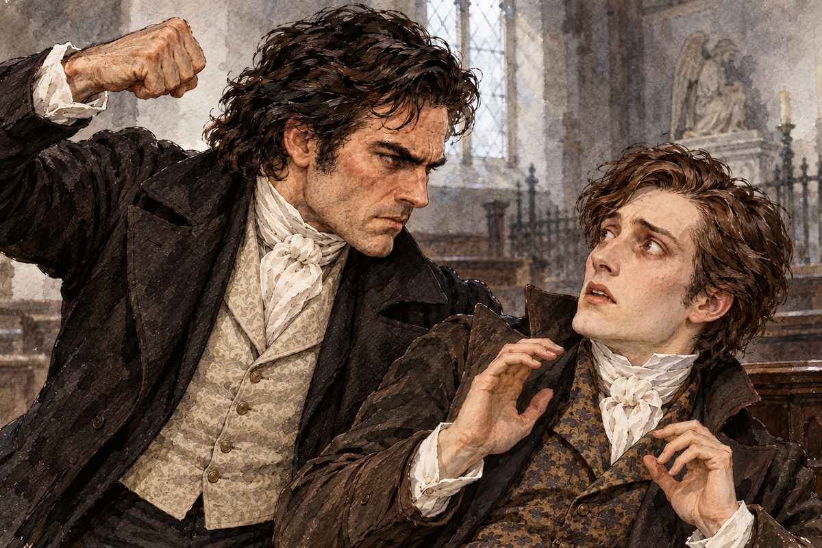 Briggs read out the record of a marriage fifteen years earlier in Spanish Town, Jamaica, to one Bertha Mason. Then he called his witness, and pale Richard Mason crept forward. Rochester raised his arm as if to strike him, then let it fall in contempt. “She is now living at Thornfield Hall,” Mason faltered. “I am her brother.”