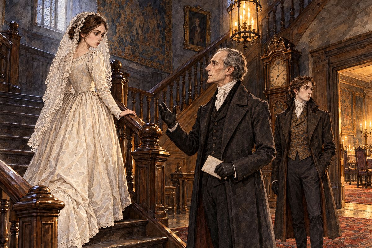 On the stairs Briggs told Jane she was cleared of all blame. Her uncle, Mr Eyre of Madeira, had heard of the wedding from her letter while Mason was staying with him, and had sent Mason to stop it. But he lay dying of decline. Soon the strangers were gone, and the clergyman after them.