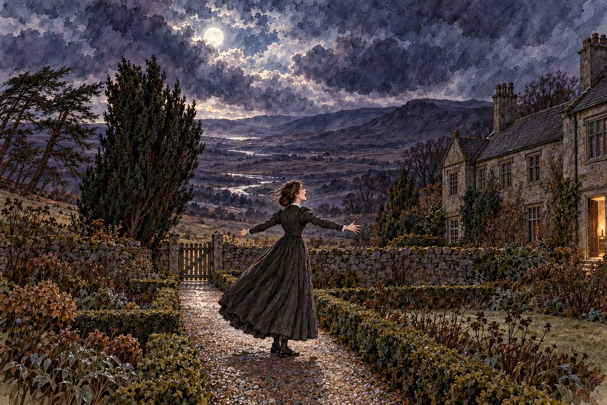 Then, in the moonlit hush, Jane heard a voice cry 'Jane! Jane! Jane!' It was Mr Rochester's voice, full of pain, and it seemed to come from nowhere. 'I am coming!' she cried. 'Wait for me!' She ran out into the garden, but it was empty. Only the hills beyond Marsh Glen called back her own words.