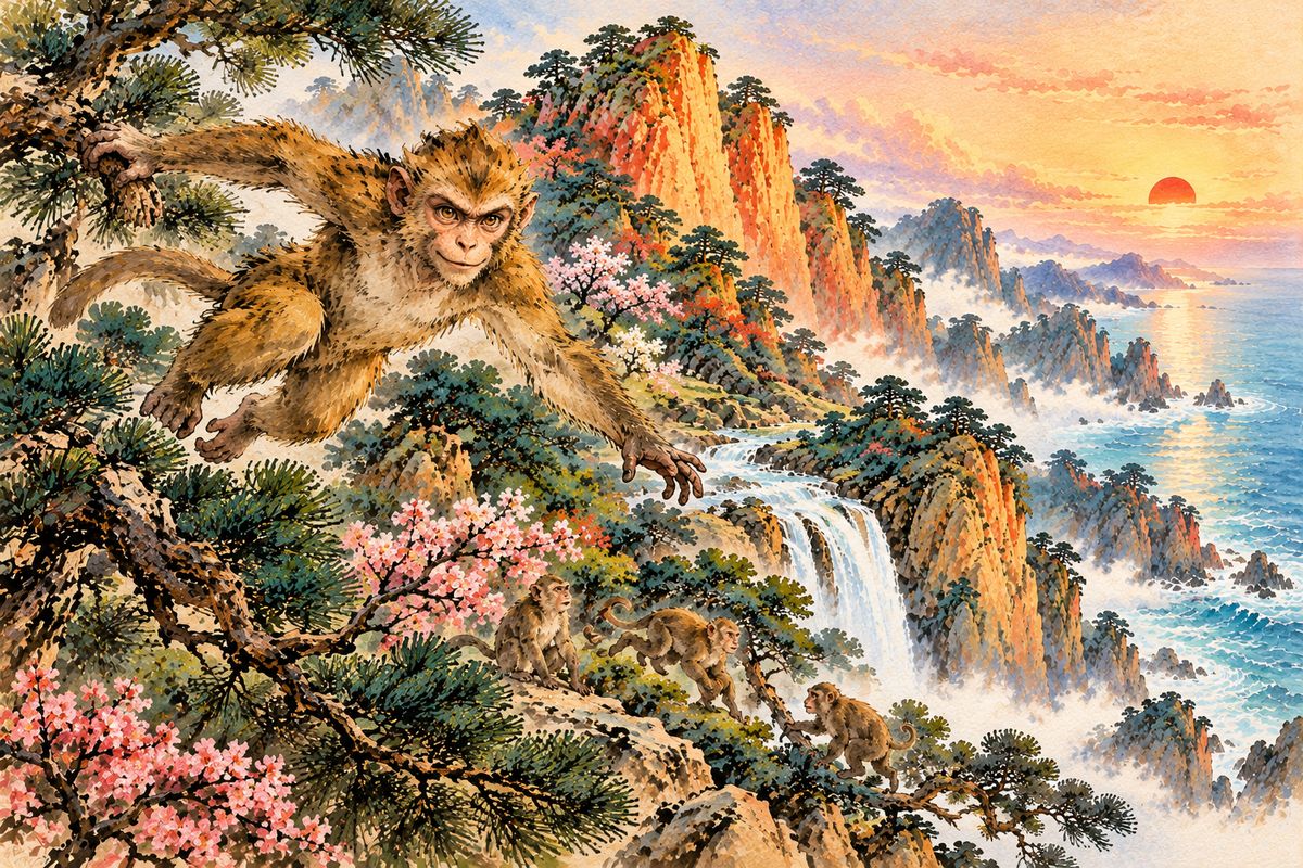 He learned to leap through trees, drink from clear streams, and play with the mountain's monkeys. They knew nothing of calendars or kings; the mountain gave them food and the seasons passed unnoticed.