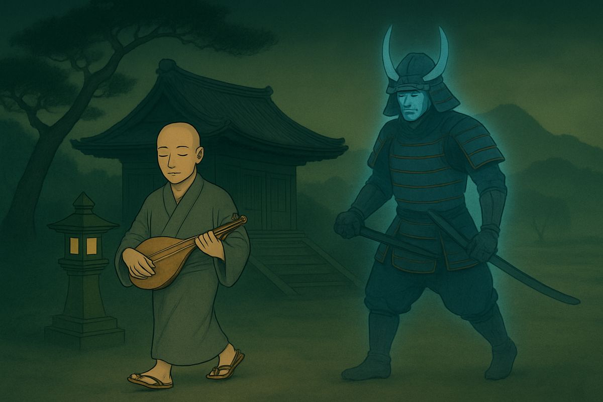 In those days no one lightly disobeyed a samurai. The warrior led Hōïchi away with a hand like iron, walking very fast, his armour clanking. Hōïchi began to think himself in good luck.
