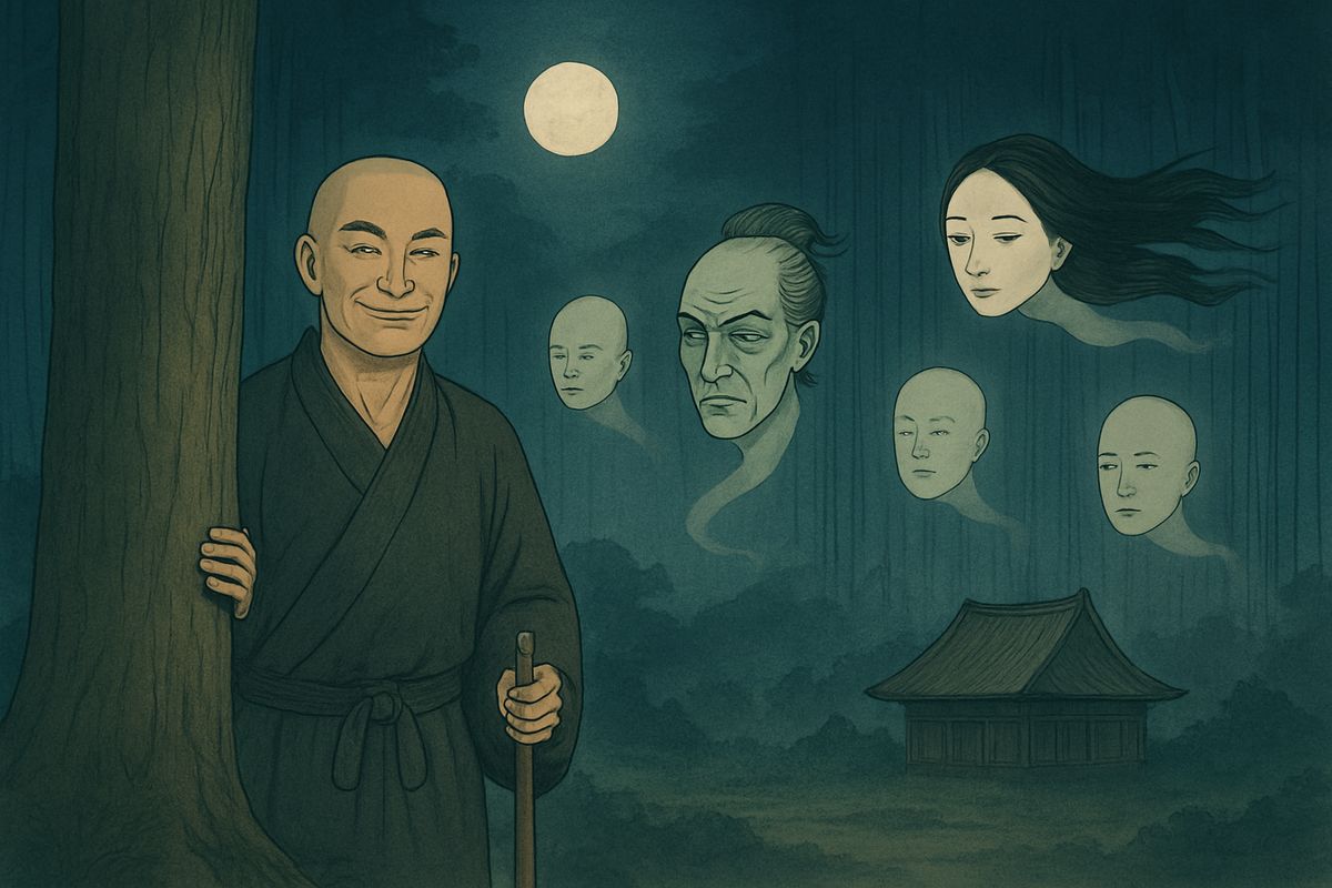 Stealing from shadow to shadow, he reached the grove and hid behind a tree. There, in the moonlight, the five heads flitted about, chattering together as they gobbled up worms and insects.