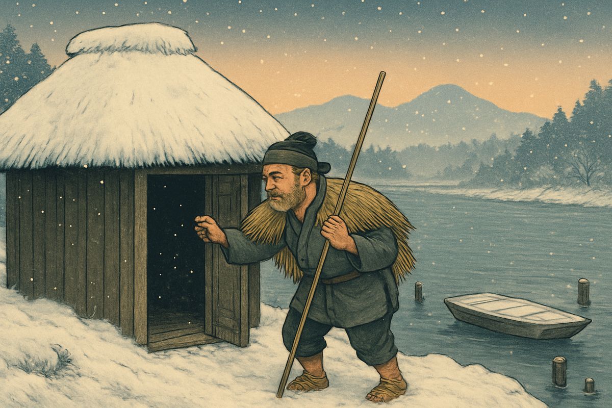 By dawn the storm was over. The returning ferryman found Minokichi lying senseless and brought him home. He was ill a long while, but he told no one about the woman in white, and when he was well he went back to cutting wood alone.