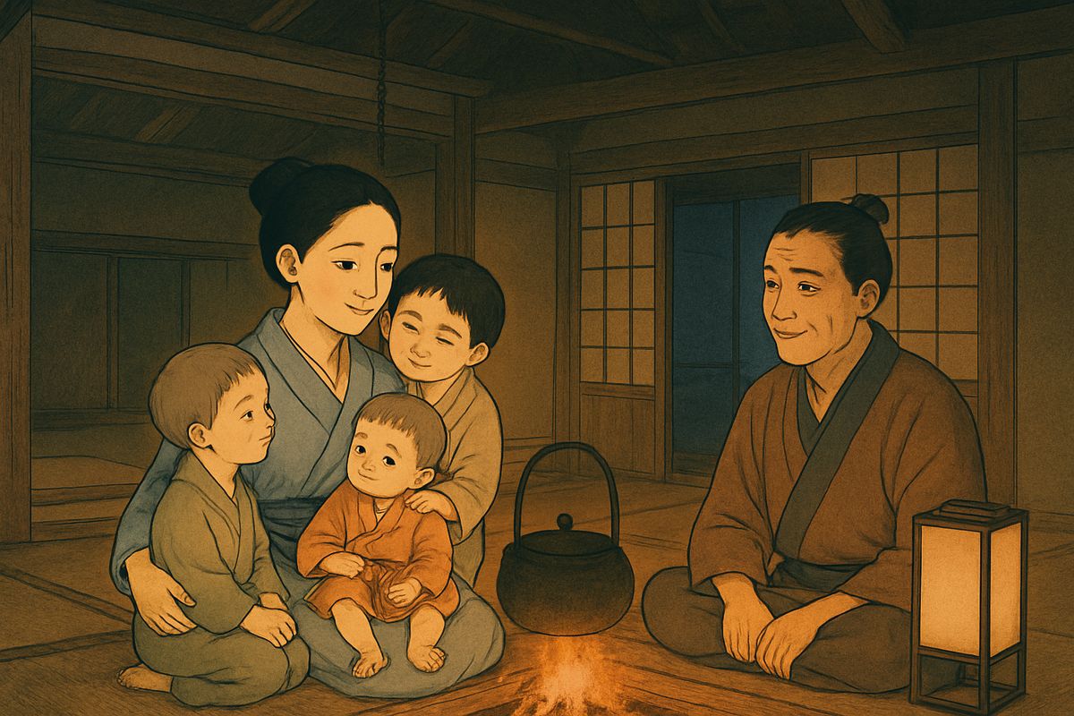 The years passed. O-Yuki was a devoted wife and bore ten fair-skinned children, and Minokichi's mother died praising her. The village women aged early, but O-Yuki stayed as young and fresh as the day she came.