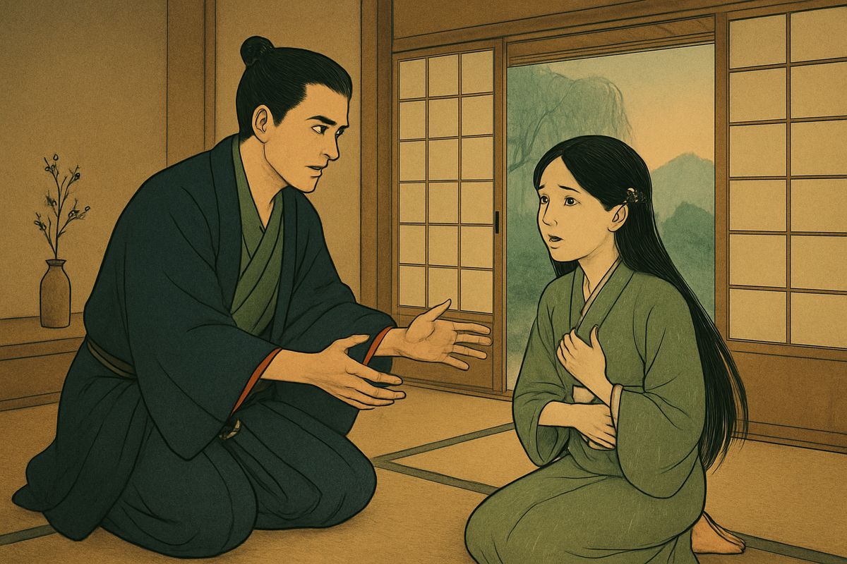For five happy years they lived together. Then one morning, while talking of household matters, Aoyagi gave a great cry of pain and turned very white and still.