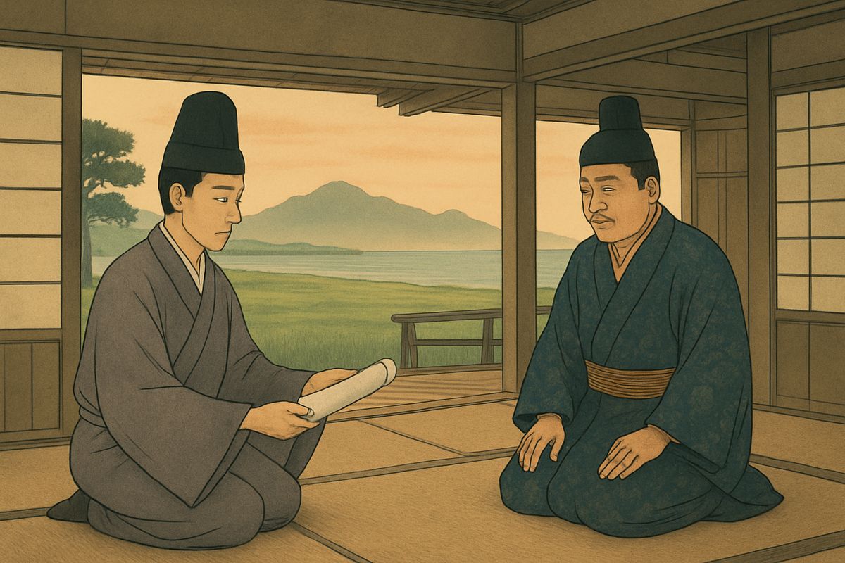 When mourning was over, a royal messenger came from Tokoyo. "The King will now send you back to your own people. Your seven children shall be fitly cared for; do not be troubled."