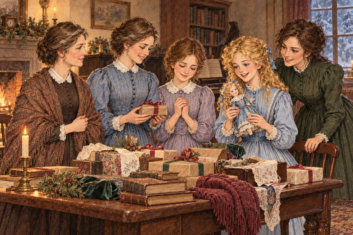 That night, after their homemade play, the girls found a table heaped with ice cream, cake, bonbons, and flowers. “Old Mr Laurence sent it,” Marmee explained, for the breakfast story had pleased him. His shy grandson had brought the flowers himself, and Jo was determined to know the Laurence boy someday.