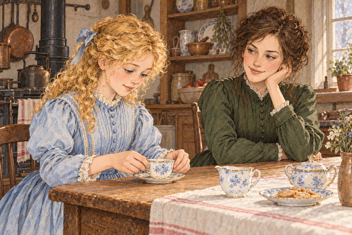 Amy, who was twelve, liked to be very elegant and use grand words, though they often came out wrong. When she called Laurie on horseback “a perfect cyclops,” meaning a centaur, Jo burst out laughing. Amy also confessed she owed a dozen pickled limes at school, and Meg gave her a quarter to pay.