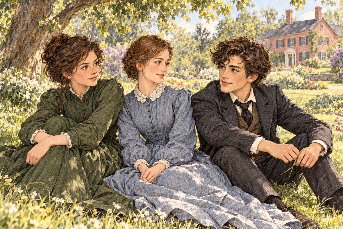 Jo had kept her temper when Fred cheated at croquet, and Meg whispered how glad she was. Later, in a game of Truth, Laurie admitted he liked Jo best. Asked her dearest wish, Jo first said boot laces, then owned, “Genius. Don’t you wish you could give it to me, Laurie?”