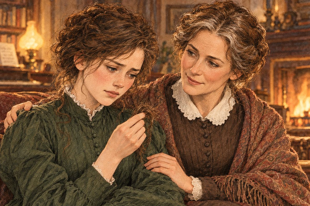 Jo explained that the editor paid nothing yet, but Laurie would help get her next story paid for. Then she hid her face in the paper and shed a few happy tears, for earning her own way and the praise of those she loved was her dearest wish.