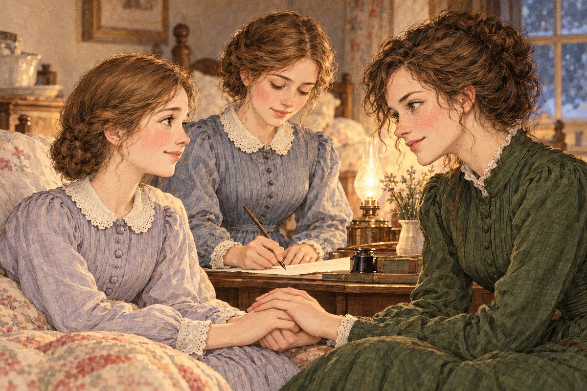 Beth was much sicker than anyone but Hannah and the doctor guessed. In her fever she played on the coverlet as if it were her little piano, and she called for Mother. Jo never left her side, while Meg wrote to Washington, feeling guilty because Hannah would not let her mention Beth’s illness.