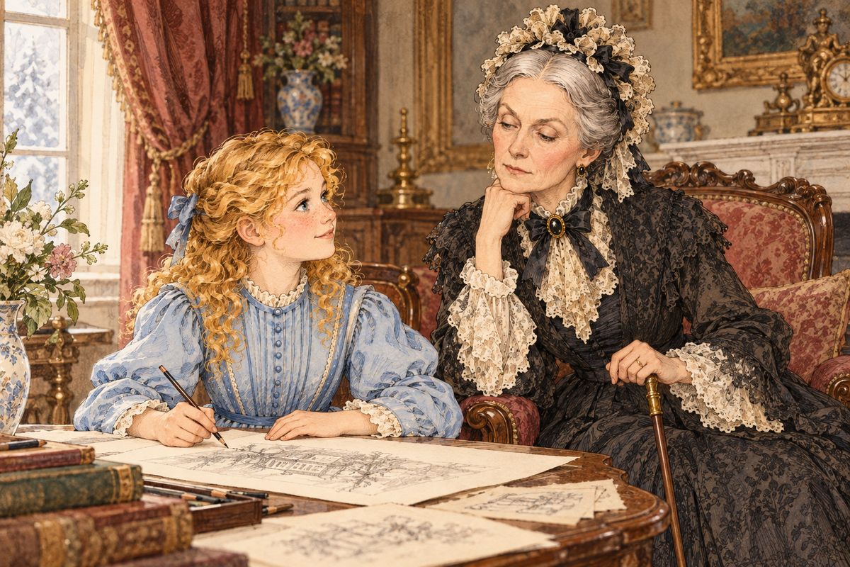 All through those dark days, Amy had been living with strict Aunt March, minding her lessons, dusting, sewing, and longing for home. Kind old Esther made her a little chapel where she could pray for Beth. Afraid she might fall ill herself, Amy even wrote a will, leaving her treasures to her family.