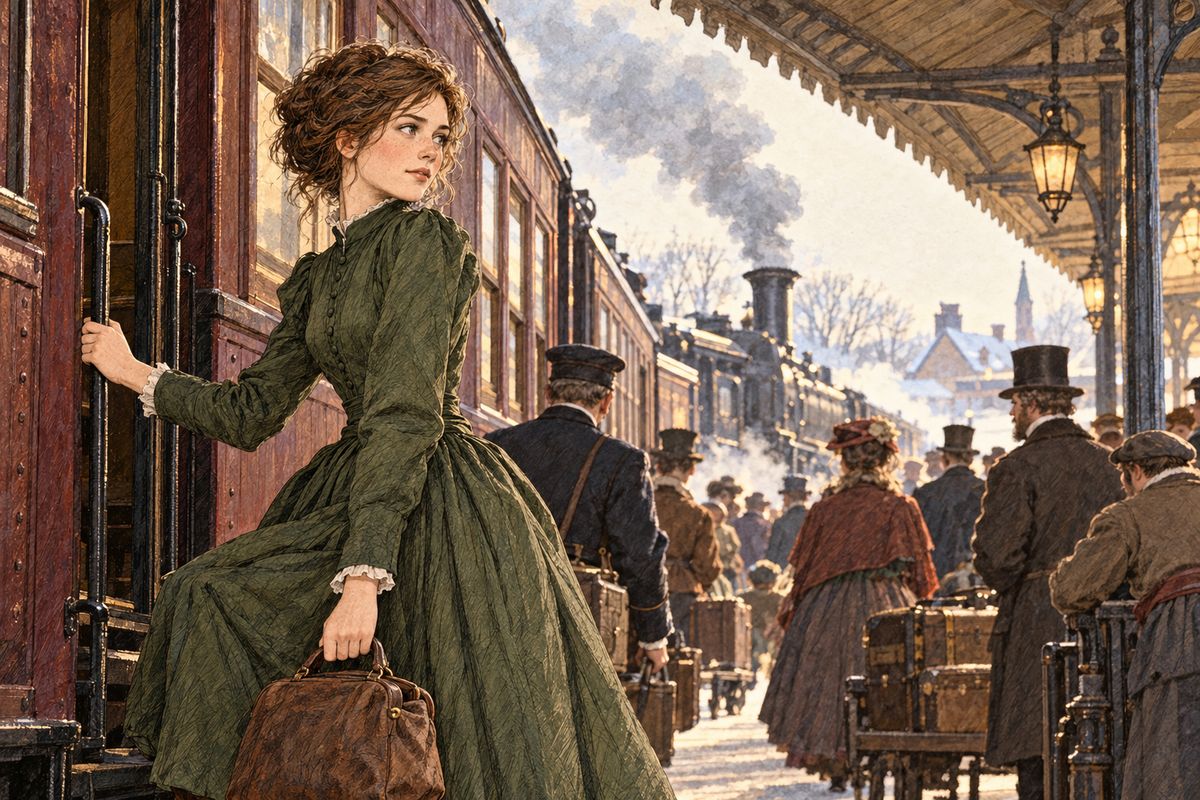 Jo stayed with Mrs Kirke until June. Early on her last morning Professor Bhaer came to the station with a bunch of violets, and as the train carried her home, Jo thought happily, "I've made a friend worth having and I'll try to keep him all my life."