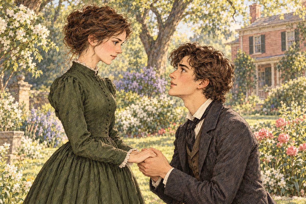 Laurie graduated with honor, and the next day Jo walked out to meet him, as she always had. On the path home through the grove, his merry talk faltered. Then, his voice going choky, he said, “I’ve loved you ever since I’ve known you, Jo.”