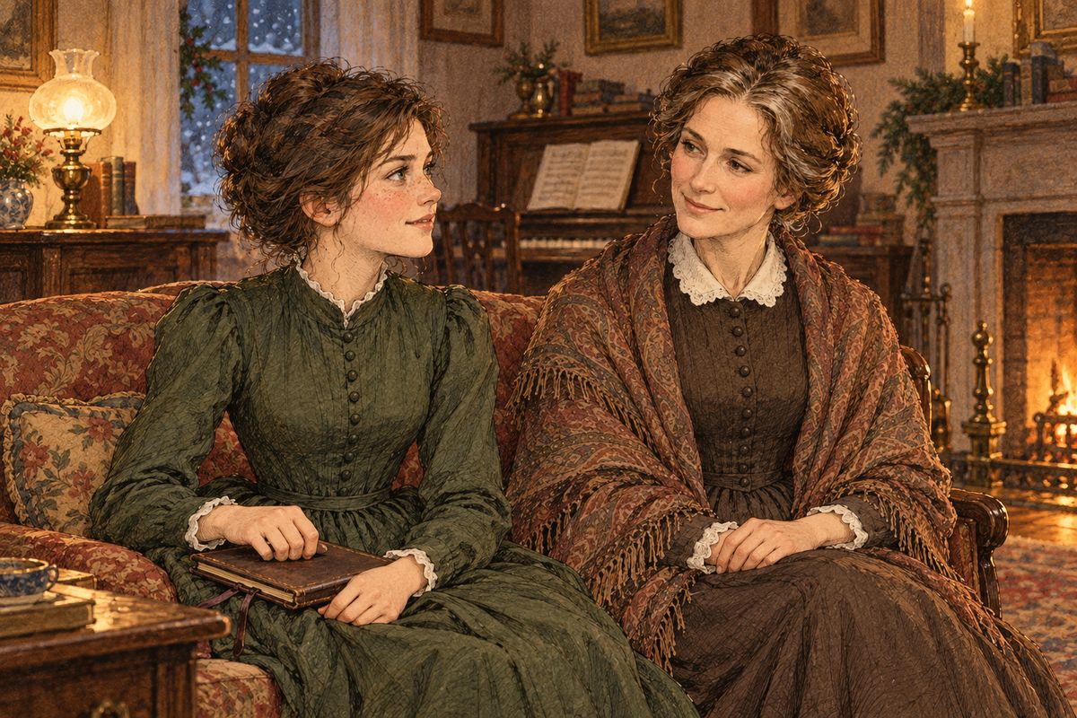 Marmee came to sit with Jo, bringing news of Meg, who had been so busy with her babies that she had forgotten lonely John. Marmee had gently shown her the secret of a happy home: “At home we work together, always.” Jo closed her notebook, smiling to hear it.