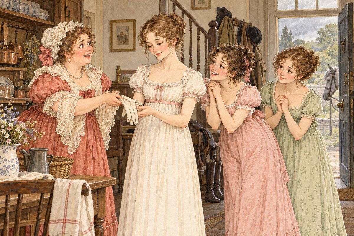 When Jane was asked to dine at Netherfield, Mrs Bennet sent her on horseback, because it looked like rain and she would have to stay the night. Her plan answered too well: Jane was soaked through, and a note arrived next morning to say she was unwell with a bad cold.