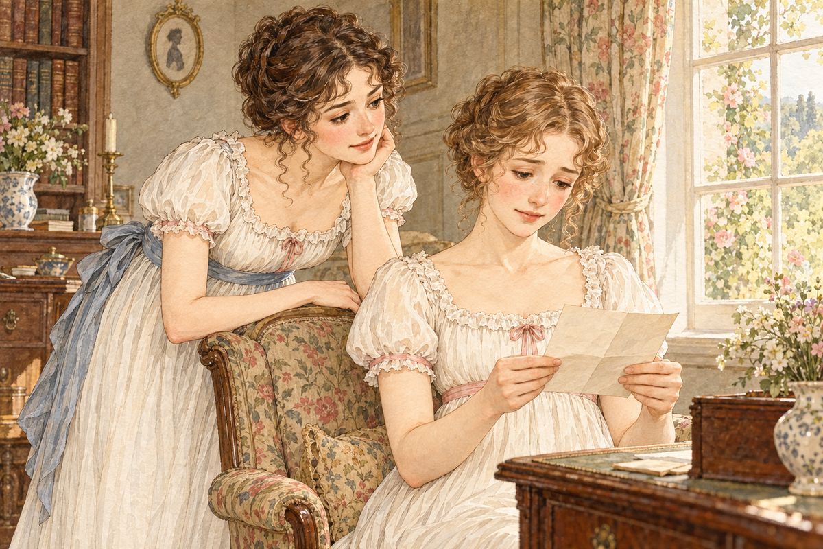 Bingley and his sisters called to invite the family to a ball at Netherfield, and Jane read the card with delight. When Elizabeth repeated Wickham's story, Jane would not believe ill of either man: there must be some mistake, she said, and both had perhaps been misrepresented.