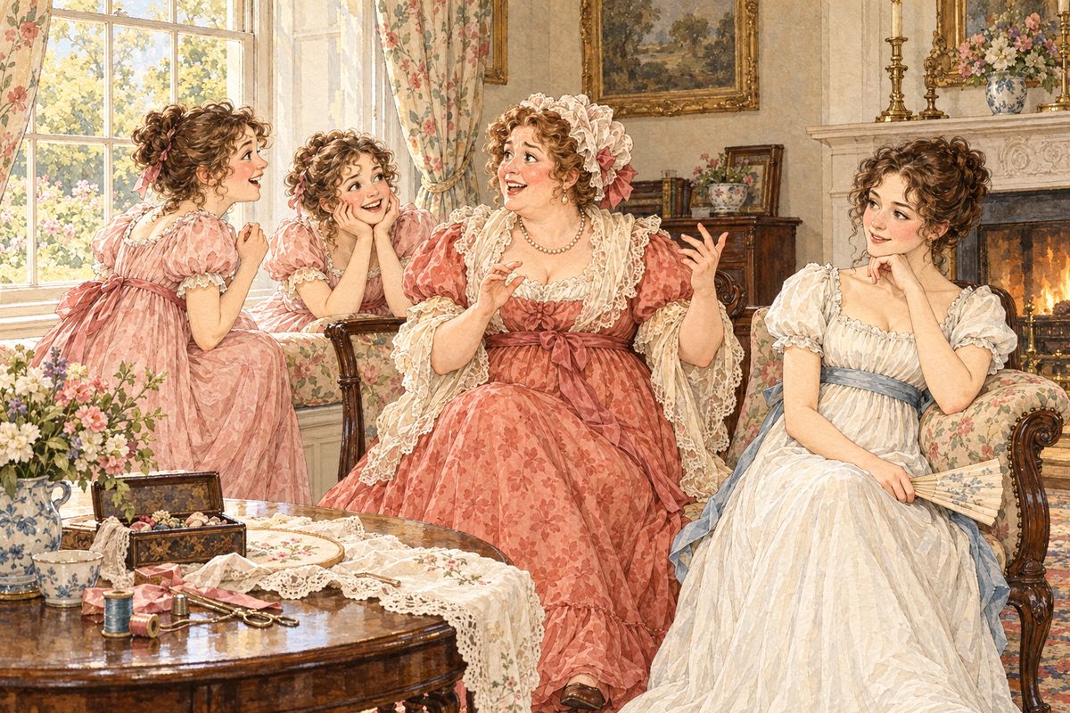 The Netherfield ball filled every thought at Longbourn. Lydia and Kitty talked of nothing but the officers, Mrs Bennet saw Bingley's party as a compliment to Jane, and Elizabeth dressed with more than usual care, thinking she would dance half the evening with Mr Wickham.