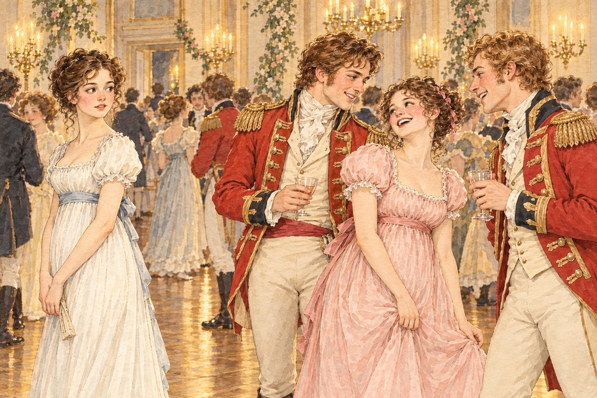 The officers filled the ballroom, and Lydia laughed loudly among them. Mrs Bennet talked openly of Jane marrying Bingley, Mary sang too long, and Elizabeth felt that her family had agreed to expose themselves as much as they could, with Darcy watching it all.