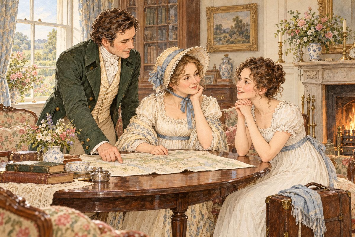 Mr and Mrs Gardiner spent Christmas at Longbourn: he was sensible and gentlemanlike, she amiable and intelligent. Mrs Gardiner gently warned Elizabeth about Wickham, who had no fortune, and before she left she invited her niece to join them on a tour of the north in the summer.