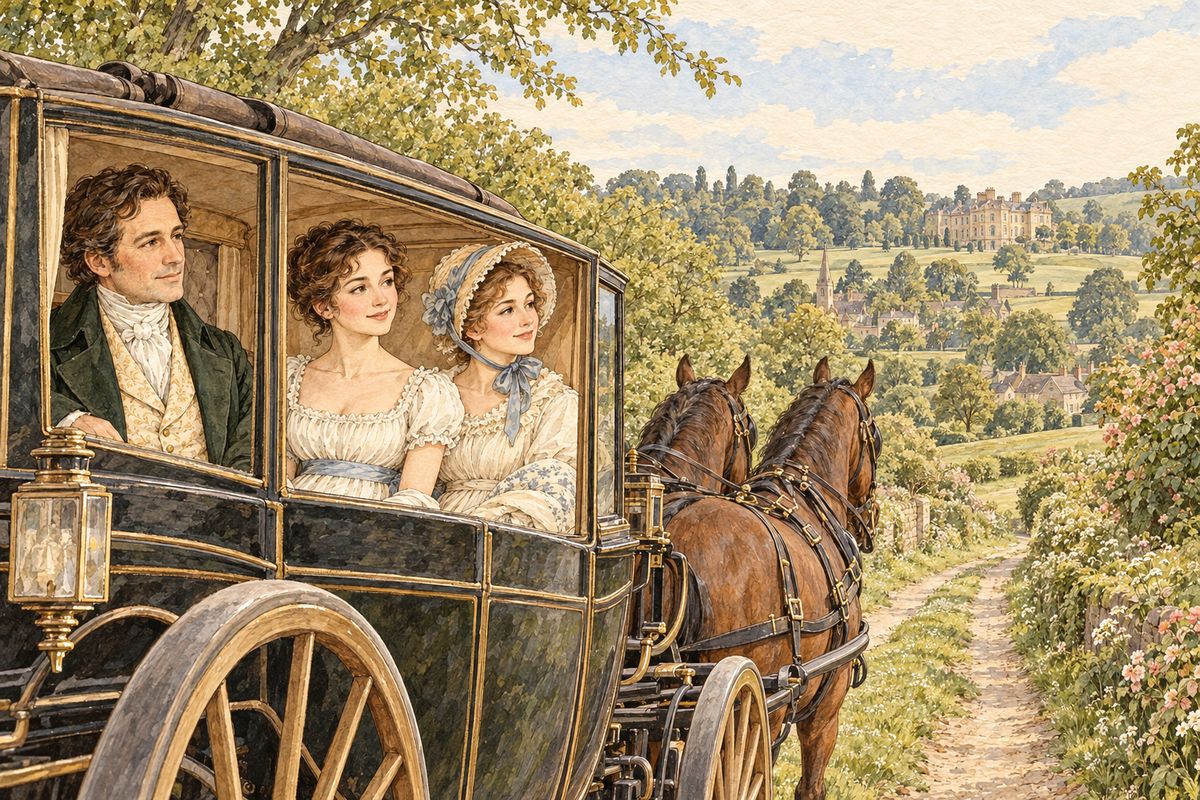 In the summer Elizabeth set out with her aunt and uncle on their tour, travelling north into Derbyshire. Mrs Gardiner wished to see the village of Lambton, where she had lived as a girl, and they proposed visiting Pemberley, Mr Darcy's great house, only five miles away.