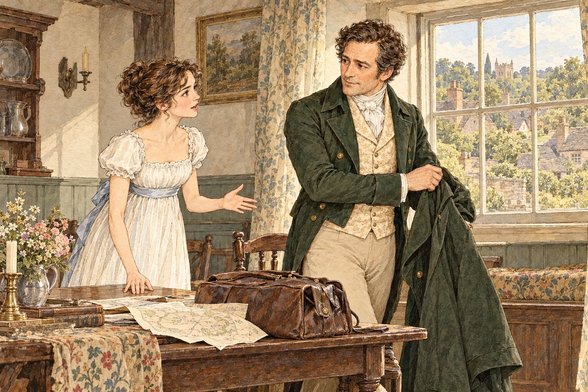 Darcy called just as she finished reading, and she told him everything; he left looking grave, and she was sure she had lost him. Mr Gardiner returned at once, promised all his help, and within the hour their bags were packed for the long journey home to Longbourn.