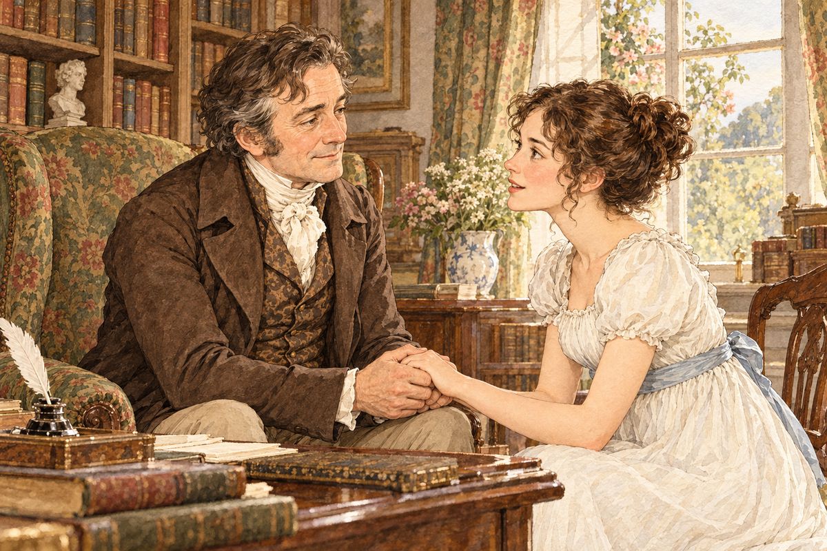 Her father warned her that she could be neither happy nor respectable unless she truly esteemed her husband. Elizabeth then told him everything that Darcy had done for Lydia. Mr Bennet listened in astonishment: so Darcy had done it all, and he would offer to pay him back.
