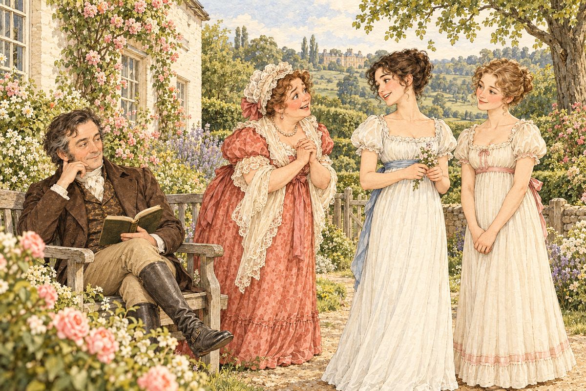Mrs Bennet was proud of having two daughters so well married, and visited often to talk of them. Mr Bennet missed Elizabeth exceedingly, and found his books a quiet refuge. Jane and Elizabeth wrote to each other constantly, as close in their new lives as they had been at home.