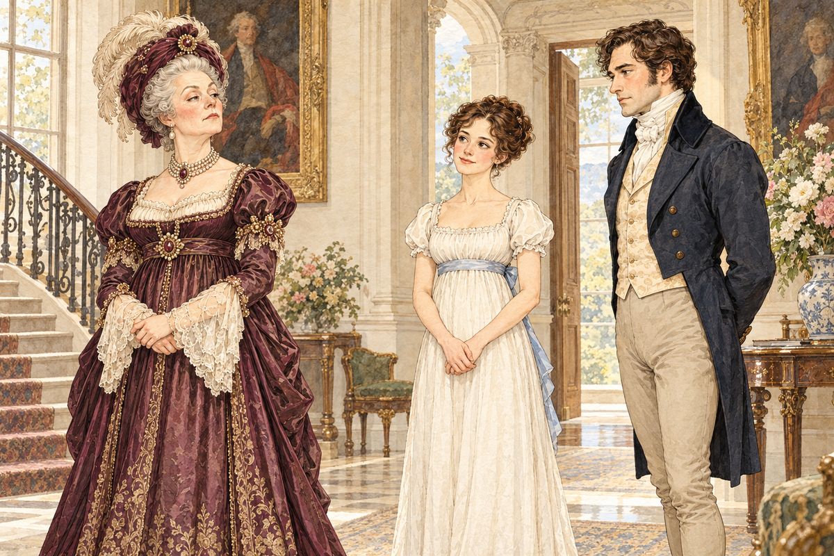 In time, Elizabeth persuaded Darcy to seek a reconciliation, and Lady Catherine condescended to visit them at Pemberley, in spite of the pollution its woods had received. Elizabeth greeted her with civil good humour, and Darcy stood beside his wife.