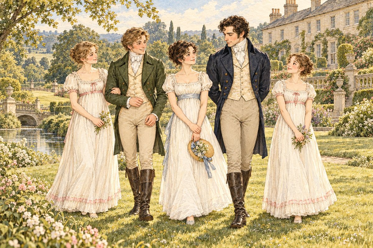 So the Bennet sisters, the Bingleys, Georgiana and the Darcys gathered on the lawns of Pemberley. What had begun at a country assembly with a proud word and a quick judgment ended in true affection, for each had learned to see the other clearly, and to forgive.