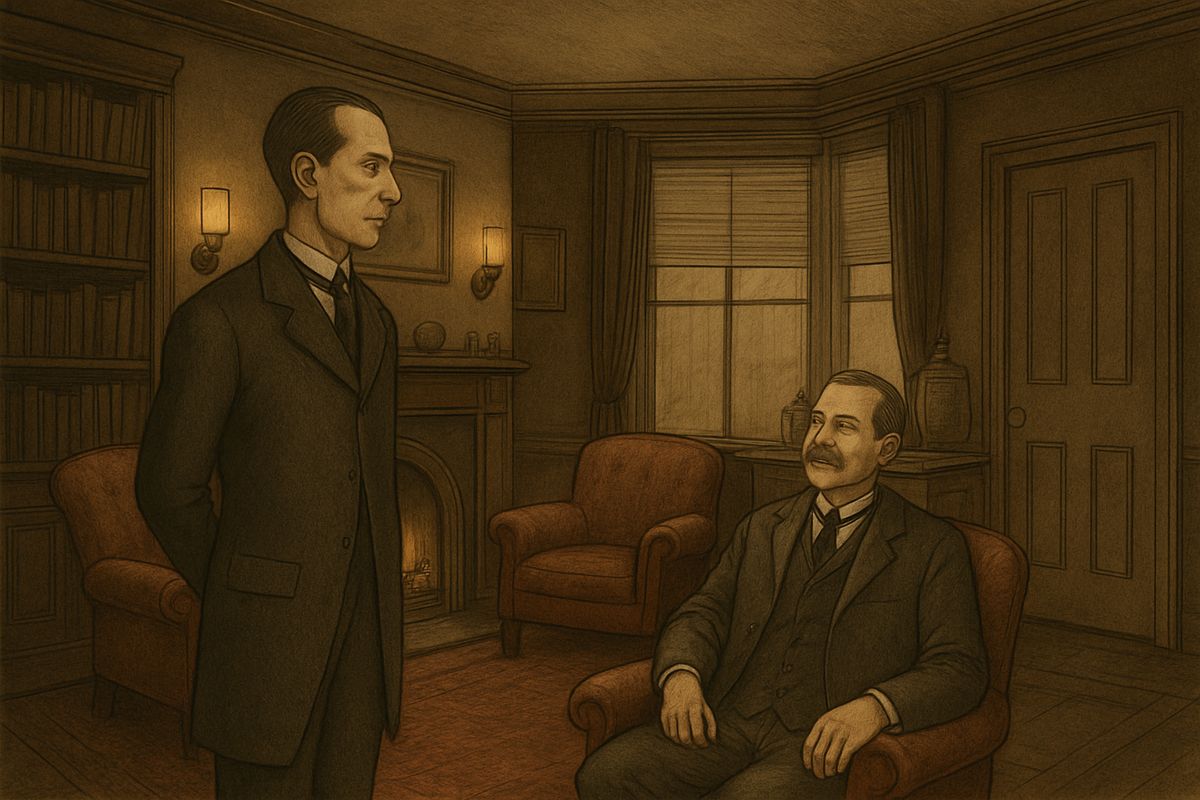 Holmes stood before the fire and looked his friend over in his singular introspective fashion. “Wedlock suits you,” he remarked. “I think, Watson, that you have put on seven and a half pounds since I saw you.”