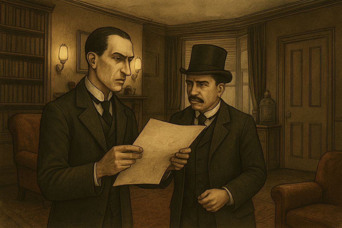 Watson held the paper up to the lamp. Woven into its texture he saw a large “E” with a small “g”, a “P”, and a large “G” with a small “t”. “It is not an English paper at all,” said Holmes.