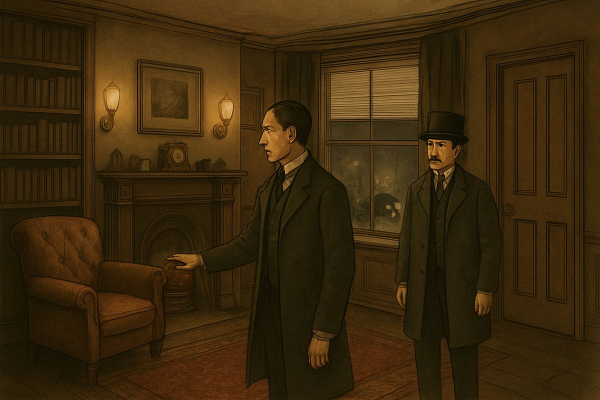 Hoofs and grating wheels sounded at the curb. Holmes glanced out of the window. “A nice little brougham and a pair of beauties. A hundred and fifty guineas apiece. There's money in this case, Watson.”